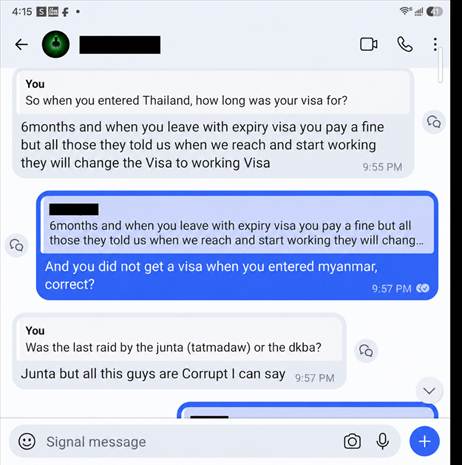 Conversation developing route and location information without asking the victim to take additional risk